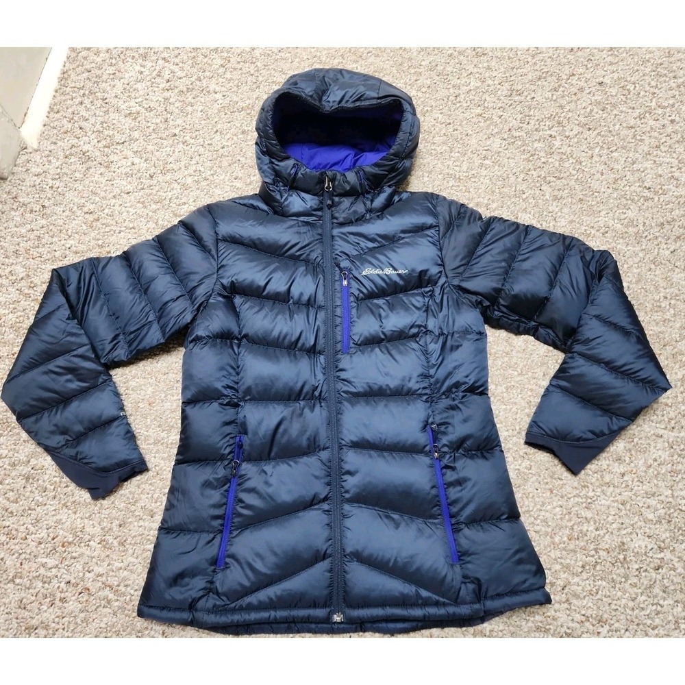 Eddie Bauer First Ascent Pertex EB800 Goose Down Jacket Womens Medium Navy Blue